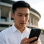一位在体育场外查看比赛资讯的球迷头像